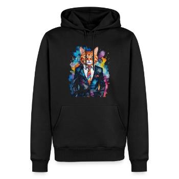 Katze Anzug Bunt Lustig Lustig Tier Design Print - Männer Premium Bio Hoodie - Schwarz - Vorne - Nico (187cm)