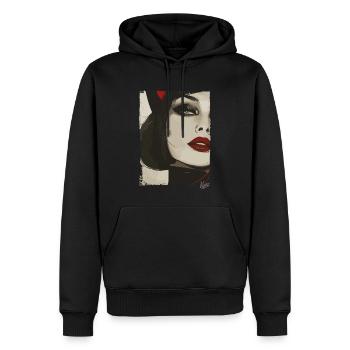 Fille chat vintage en costume noir - Sweat à capuche Premium bio Homme - noir - Devant - Nico (187cm)