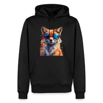 Fuchs Sonnenbrille Bunt Tier Design Print - Männer Premium Bio Hoodie - Schwarz - Vorne - Nico (187cm)