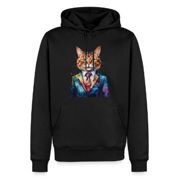 Katze Anzug Bunt Lustig Lustig Tier Design Print - Männer Premium Bio Hoodie - Schwarz - Vorne - Nico (187cm)