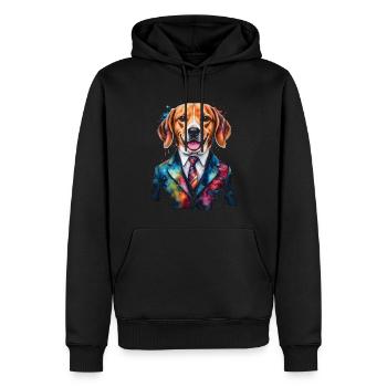 Beagle Anzug Hund Bunt Lustig Tier Design Print - Männer Premium Bio Hoodie - Schwarz - Vorne - Nico (187cm)