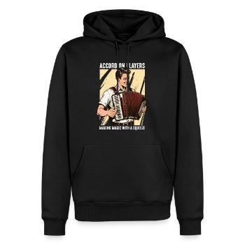 Accordéonistes fabriquant un instrument à vent magique - Sweat à capuche Premium bio Homme - noir - Devant - Nico (187cm)