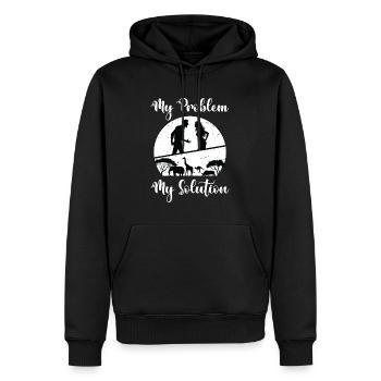 Zoologiste Mon problème Ma solution Pictogramme Maman Papa - Sweat à capuche Premium bio Homme - noir - Devant - Nico (187cm)