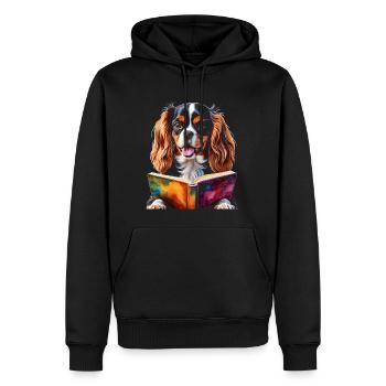 Cavalier King Charles Spaniel Lecture Livre Chien - Sweat à capuche Premium bio Homme - noir - Devant - Nico (187cm)