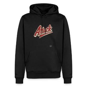 Angriff - Männer Premium Bio Hoodie - Schwarz - Vorne - Nico (187cm)
