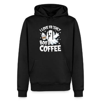 Ich Liebe Frisch Gebrühten Boo'd Kaffee Halloween - Männer Premium Bio Hoodie - Schwarz - Vorne - Nico (187cm)