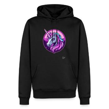 Licorne mignonne et cool - Sweat à capuche Premium bio Homme - noir - Devant - Nico (187cm)