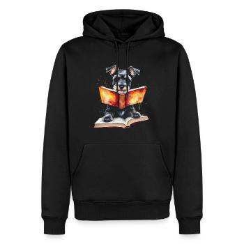 Zwergschnauzer Lesen Hund Lustig Tier Design Print - Männer Premium Bio Hoodie - Schwarz - Vorne - Nico (187cm)