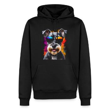 Zwergschnauzer Sonnenbrille Hund Lustig Tier Print - Männer Premium Bio Hoodie - Schwarz - Vorne - Nico (187cm)