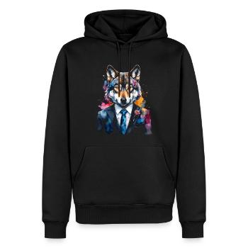 Costume de loup Imprimé coloré de design d’animaux - Sweat à capuche Premium bio Homme - noir - Devant - Nico (187cm)