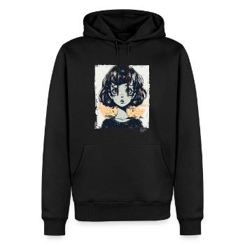 Das Cartoon Mädchen mit Visionen - Männer Premium Bio Hoodie - Schwarz - Vorne - Nico (187cm)