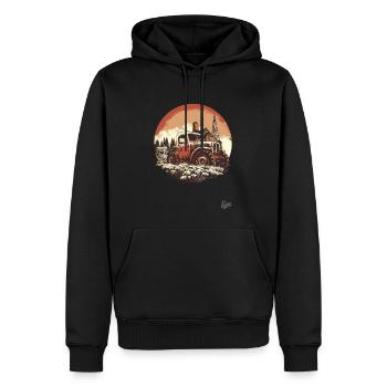 Le tracteur agricole rétro vintage - Sweat à capuche Premium bio Homme - noir - Devant - Nico (187cm)