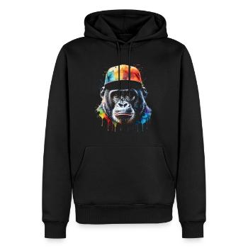 Gorilla Snapback Cap Monkey Cool Animal Design Print - Sweat à capuche Premium bio Homme - noir - Devant - Nico (187cm)