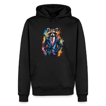 Costume de raton laveur Imprimé de design animal coloré - Sweat à capuche Premium bio Homme - noir - Devant - Nico (187cm)