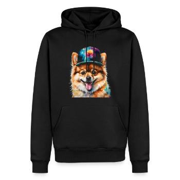 Loulou de Poméranie Casquette Snapback Imprimé chien - Sweat à capuche Premium bio Homme - noir - Devant - Nico (187cm)