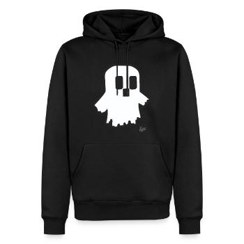 Drôle Petit Dessin Animé Pixel Ghost - Sweat à capuche Premium bio Homme - noir - Devant - Nico (187cm)
