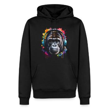 Casque Gorille Singe Coloré Animal Design Imprimer - Sweat à capuche Premium bio Homme - noir - Devant - Nico (187cm)