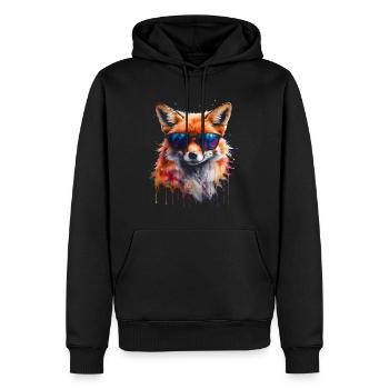 Fuchs Sonnenbrille Bunt Tier Design Print - Männer Premium Bio Hoodie - Schwarz - Vorne - Nico (187cm)
