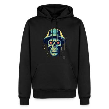 Drôle cool crâne avec chapeau - Sweat à capuche Premium bio Homme - noir - Devant - Nico (187cm)