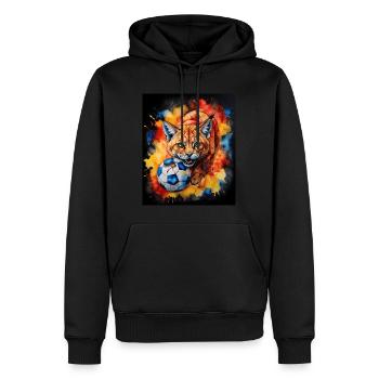 Lynx Football Colorful Romania Romania Design Print - Men’s Premium Organic Hoodie - black - Front - Nico (187cm)