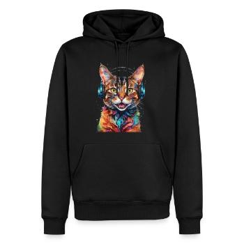 Casque de chat coloré drôle animal design imprimer - Sweat à capuche Premium bio Homme - noir - Devant - Nico (187cm)