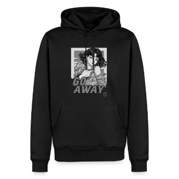 Cool calm cartoon girl, go away and get away - Men’s Premium Organic Hoodie - black - Front - Nico (187cm)