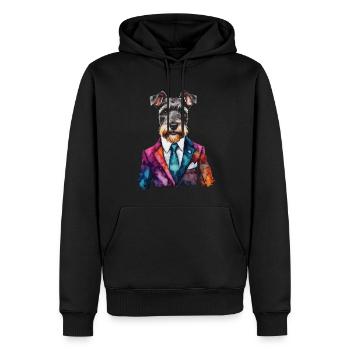 Zwergschnauzer Anzug Hund Lustig Tier Design Print - Männer Premium Bio Hoodie - Schwarz - Vorne - Nico (187cm)