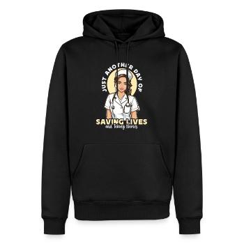 Nurse Practitioner Just Another Day Of Healthcare - Männer Premium Bio Hoodie - Schwarz - Vorne - Nico (187cm)