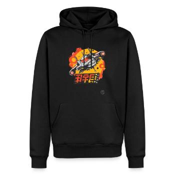 Anime Style Retro Funk Space Jet - Men’s Premium Organic Hoodie - black - Front - Nico (187cm)