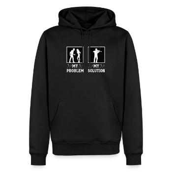 Fiddle Player My Problem My Solution Pictogram Dad - Männer Premium Bio Hoodie - Schwarz - Vorne - Nico (187cm)