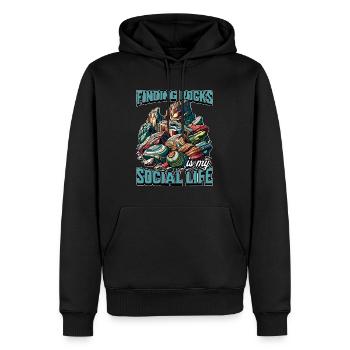 Trouver des roches, c’est collecter des minéraux - Sweat à capuche Premium bio Homme - noir - Devant - Nico (187cm)