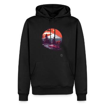 Mount Fuji JDM Rennwagen - Männer Premium Bio Hoodie - Schwarz - Vorne - Nico (187cm)
