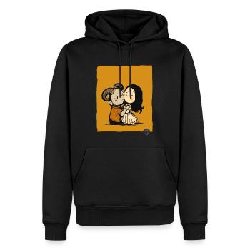 Pan küsst ein Mädchen im Labyrinth - Männer Premium Bio Hoodie - Schwarz - Vorne - Nico (187cm)