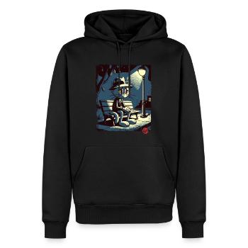 eine Nacht im Park und eine melancholisches Katze - Männer Premium Bio Hoodie - Schwarz - Vorne - Nico (187cm)