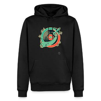 Musique rétro et design de voyage « Plate & Airplane » - Sweat à capuche Premium bio Homme - noir - Devant - Nico (187cm)