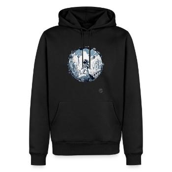 Futuristische Astronaut "Entdecker der Zukunft" - Männer Premium Bio Hoodie - Schwarz - Vorne - Nico (187cm)