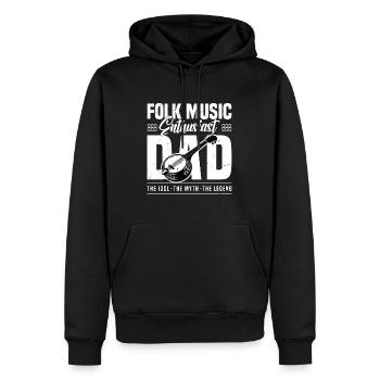 Passionné de musique folklorique Papa L’idole Le musicien - Sweat à capuche Premium bio Homme - noir - Devant - Nico (187cm)