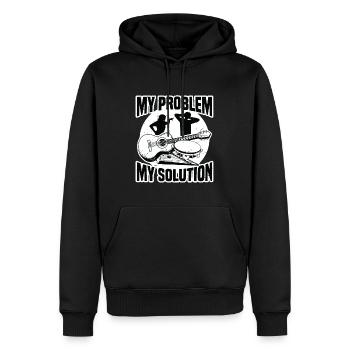 Passionné de musique folk Mon problème Mon pictogramme papa - Sweat à capuche Premium bio Homme - noir - Devant - Nico (187cm)