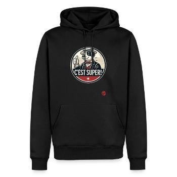 C’est super ! Chien de dessin animé rétro - Sweat à capuche Premium bio Homme - noir - Devant - Nico (187cm)