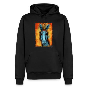 Kunstvoller Esel im Tribal-Kubismus-Stil - Männer Premium Bio Hoodie - Schwarz - Vorne - Nico (187cm)