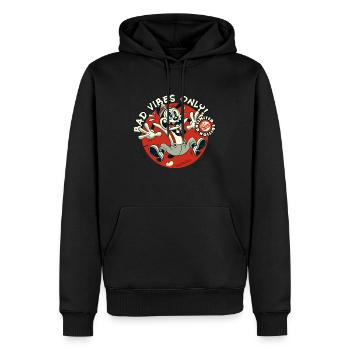 Bad Vibes Only, Vintage 1920er old school Cartoon - Männer Premium Bio Hoodie - Schwarz - Vorne - Nico (187cm)