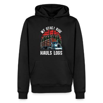 Logging My Other Ride Hauls Logs Arborist Logger - Men’s Premium Organic Hoodie - black - Front - Nico (187cm)