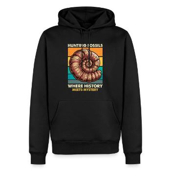 Chasseur de fossiles Chasse aux fossiles Où Paléontologie - Sweat à capuche Premium bio Homme - noir - Devant - Nico (187cm)