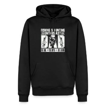 Passionné de pêche et de chasse Papa L’amoureux de la nature - Sweat à capuche Premium bio Homme - noir - Devant - Nico (187cm)