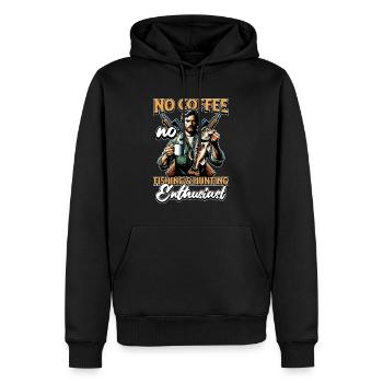 Amateur de pêche et de chasse Pas de café, pas de plein air - Sweat à capuche Premium bio Homme - noir - Devant - Nico (187cm)