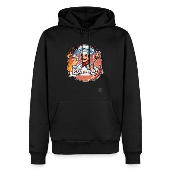 Grésillement et épices, Pepperoni épicé Cook - Sweat à capuche Premium bio Homme - noir - Devant - Nico (187cm)
