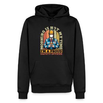 Agent de sécurité Le matin n’est pas mon temps Sécurité - Sweat à capuche Premium bio Homme - noir - Devant - Nico (187cm)