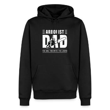 Arboriste Papa L’idole Le mythe Le chirurgien des arbres - Sweat à capuche Premium bio Homme - noir - Devant - Nico (187cm)