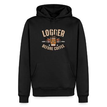 Logger Before Coffee Tree Climber Coffee Lover - Männer Premium Bio Hoodie - Schwarz - Vorne - Nico (187cm)