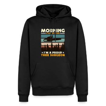 Chirurgiens arboricoles Le matin n'est pas mon heure, je suis arboriculteur - Sweat à capuche Premium bio Homme - noir - Devant - Nico (187cm)